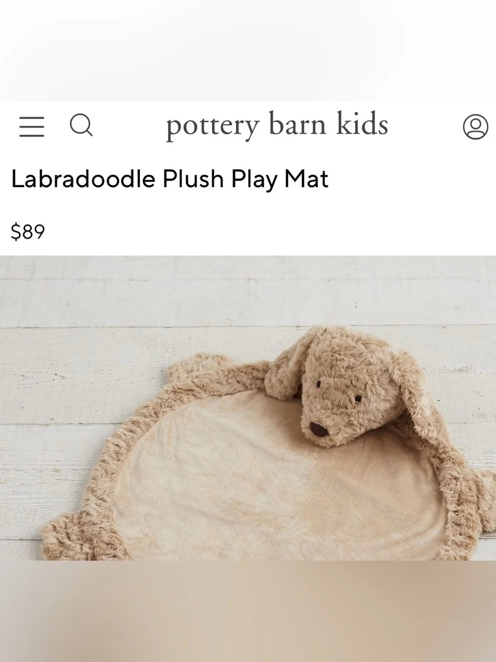 Pottery barn Kids Labradoodle Plush Play Mat